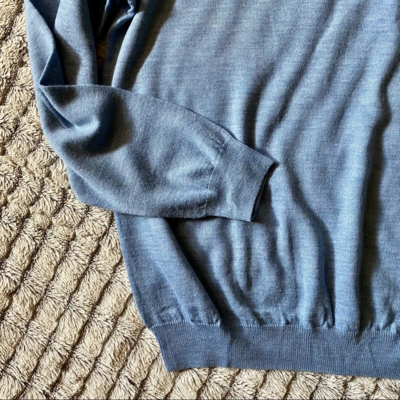 Joseph Abboud Blue V-Neck Merino Wool Sweater - Picture 3 of 5